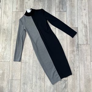 Zara Gray and Black Color Block Dress Medium